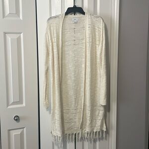Old Navy Long Open Fringe Cardigan Medium